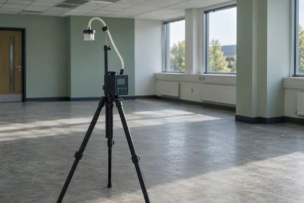 Portable air sampling equipment inside a clean commercial room